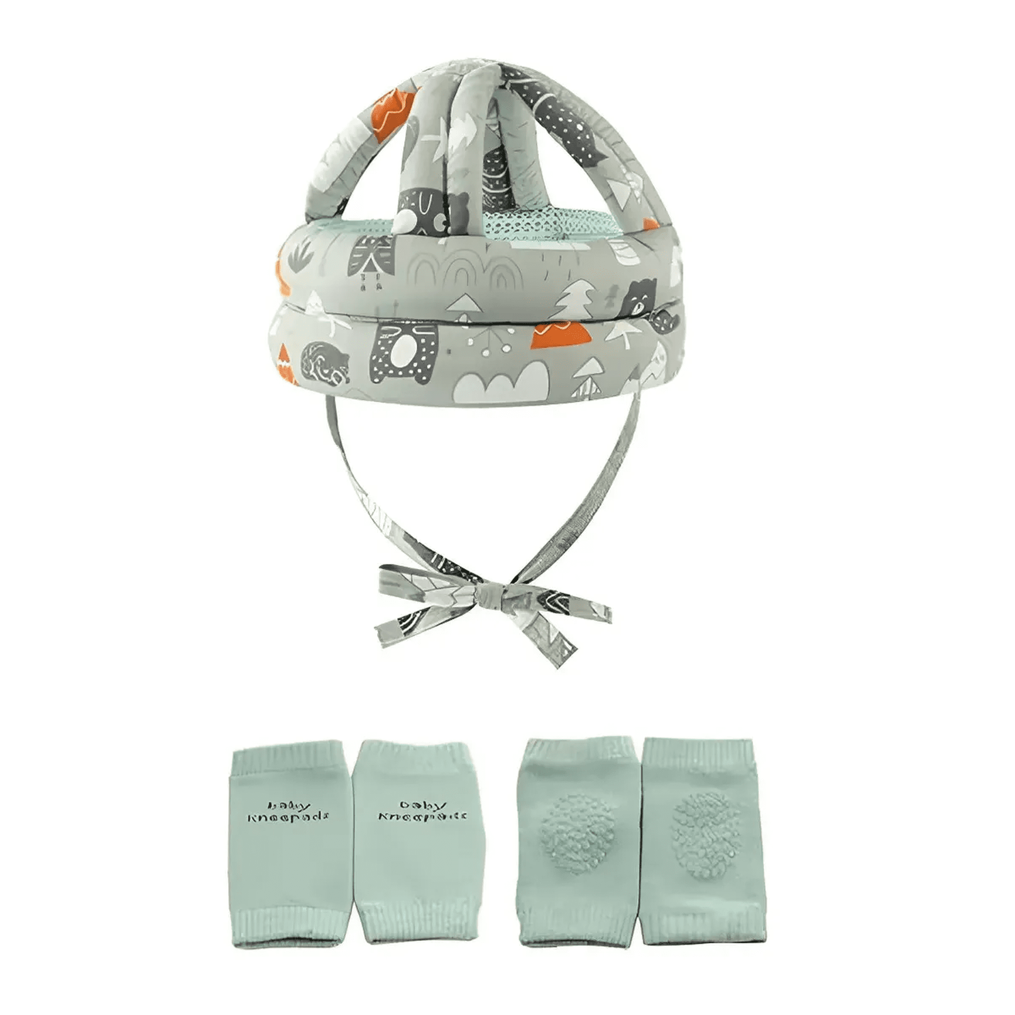 Casco Gorro Protector Belug Anti Golpes Bebe Y Rodilleras Verde