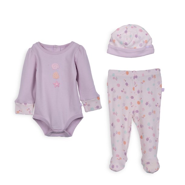 Set 3 Piezas Recién Nacido Niña Algodón Diseño Mar Surtido Pillin