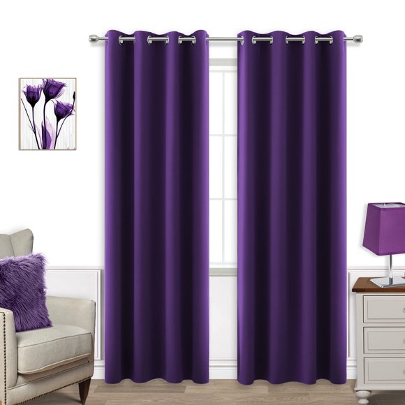 Cortinas KOUFALL, color morado oscuro, 213 cm de longitud, sala de estar, 2 paneles