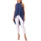 thumbnail image 2 of INSPIRE CHIC Blusas de Mujer de Gasa Cuello Simulado Sin Mangas Lazo en la Espalda Dobladillo Alto Bajo Camisa de Verano Azul Oscuro M, 2 of 6