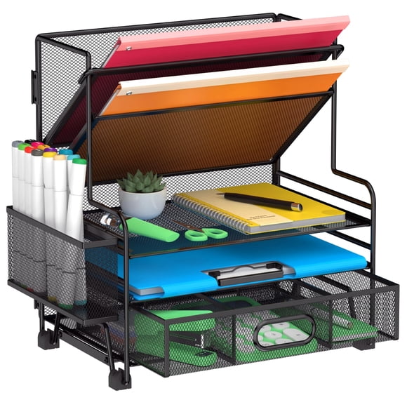 Organizador De Escritorio De 5 Niveles Con Cajón Y Porta Bolígrafos