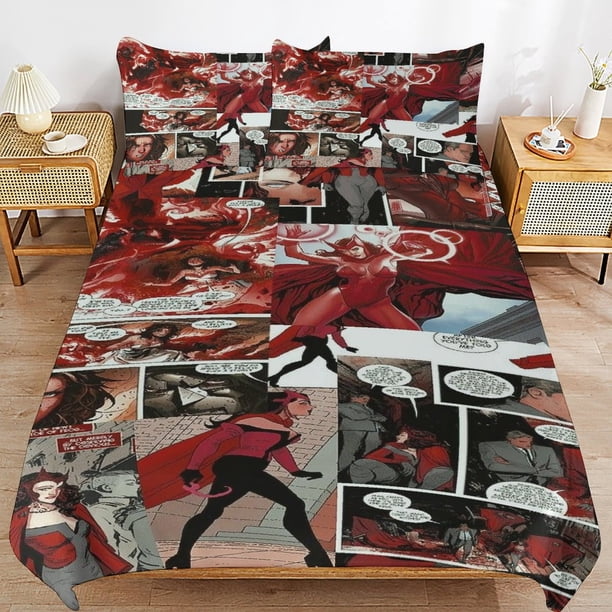 Wanda Maximoff Bedding Sets Ultra Soft Skin-Friendly Duvet Cover 3 Piece, Cute Comforter Cover Bed Set for Boys Girls Kids
