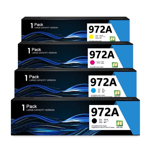 Cartuchos de Tinta ZXTZX 972A Paquete de 4 para PageWide Pro