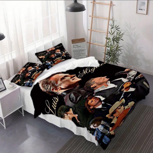 3pcs Luis Miguel Collage Duvet Cover Set - Quilted Bedding Set Includes Fitted Sheet + Pillowcases