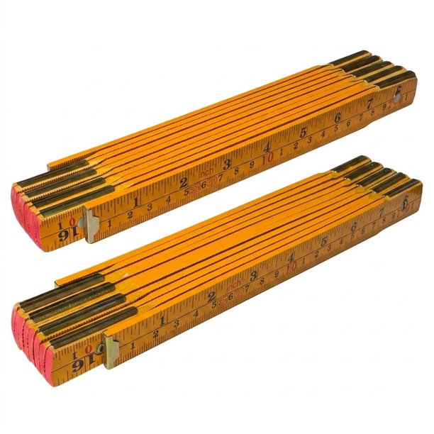 Binzer Regla Plegable de 6,5 pies/2 m - Cinta de Madera con Escala en Pulgadas y Métrica (2 unidades)