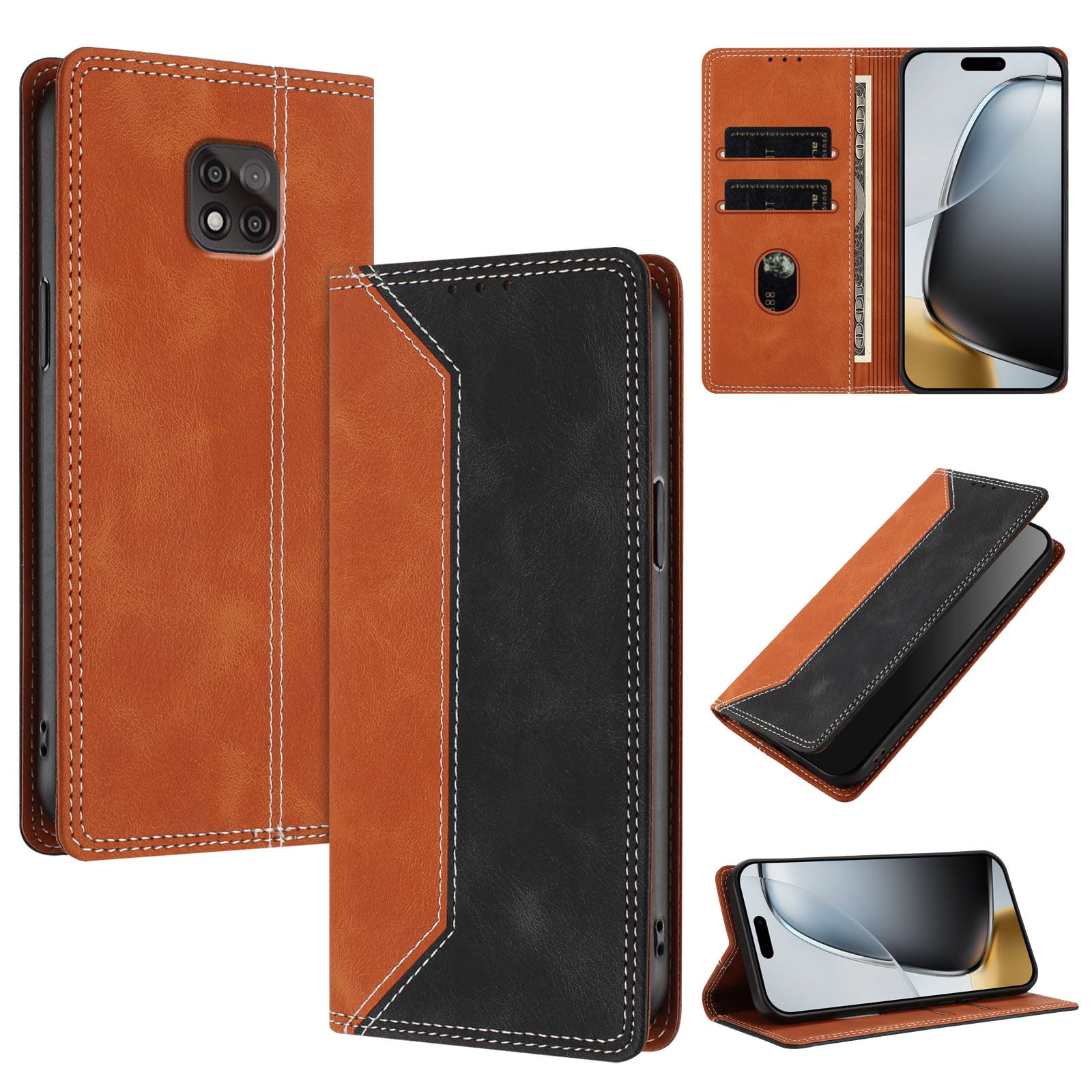 Funda Foxdock Para Motorola Moto G Power 2021 De Cuero Premium Bicolor Con Ranuras Rfid, Carcasa Tipo Billetera Antigolpes Y Soporte Plegable