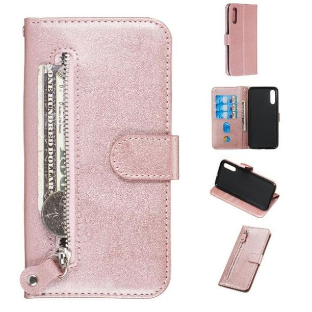 Funda con Cremallera para Samsung Galaxy A50/A50S/A30S, Carcasa Cartera de Cuero PU con Soporte y Tarjetero