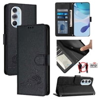 Funda Tipo Cartera Foxdock Para Motorola Edge Plus 2022 Con Soporte, Ranuras, Rfid, Diseño De Gato