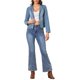 thumbnail image 2 of INSPIRE CHIC Chaqueta de Jean Elástica para Mujer de Regreso a Clases con Cuello de Solapa Un Botón Manga Larga Chaquetas de Mezclilla de Trabajo L Azul Claro, 2 of 6