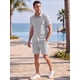 thumbnail image 2 of INSPIRE CHIC Conjunto de 2 Piezas para Hombre Camisa con Botones y Pantalones Cortos con Cordón Texturizados en Jacquard S Gris, 2 of 5