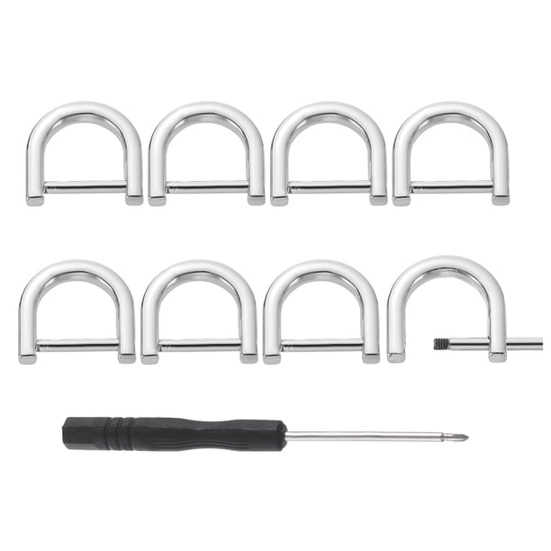 Anillas en D con Tornillo, 8 Paquetes de Anillo en D de 12mm en Forma de U para Bricolaje de Bolsos, Plata