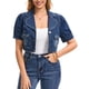 thumbnail image 1 of INSPIRE CHIC Chaqueta de Mezclilla Recortada para Mujer 2026 Chaquetas de Jean de Manga Corta de Moda Bolero Shrug 2XL Azul, 1 of 6