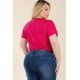 thumbnail image 4 of Saronite Top Corto Básico de Manga Corta con Lazo Delantero, Fucsia (Talla Grande para Mujer), 4 of 5
