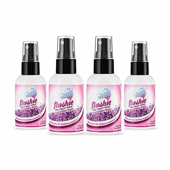 Spray para antes del baño Flushie Travel, tamaño 60 ml, paquete de 4 unidades, color lavanda