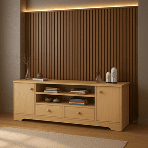 Tuspacehome.Cl - Rack De Tv Zeus 32"" A 58"" Para Sala De Estar Madera Clara