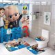 thumbnail image 1 of Jefe en pañales 3-theme 4-Piece Shower Curtain Set with Rugs, Waterproof Bathroom Decor Set Includes Bath Mat, U-Shaped Rug, Toilet Lid Cover and Curtain with Hooks, 1 of 6