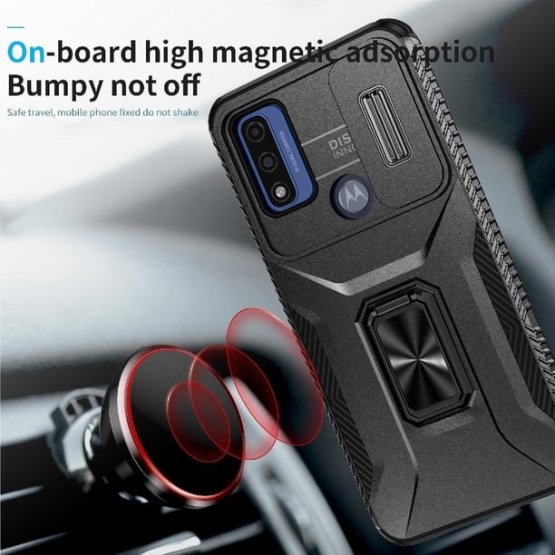 Funda Armada para Motorola Moto G Power 2022 con Tapa Deslizante y Soporte Magnético Giratorio Negro