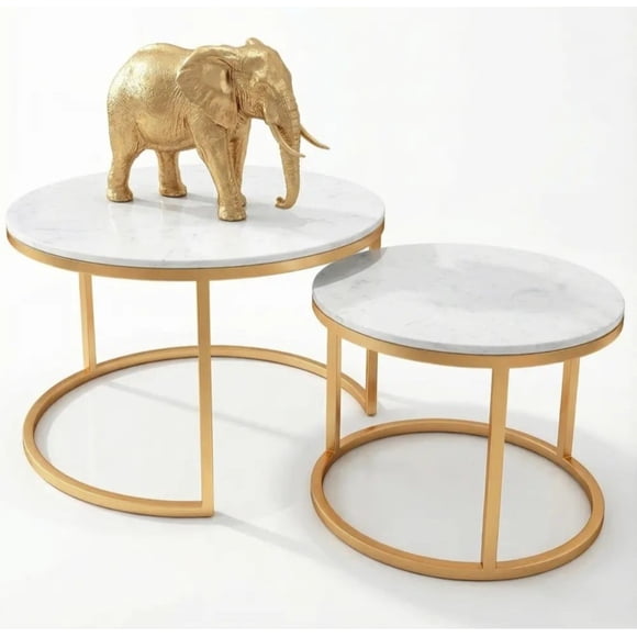 Mesa de Centro Anidada con Cubierta de Piedra Sinterizada (80 cm + 60 cm)