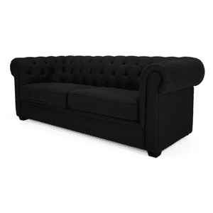 Mueblart - Sofá Chesterfield 2 Cuerpos Felpa Negro
