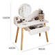 thumbnail image 2 of Tocador De Madera Con Espejo Y Taburete 80x40x122 Blanco Con Beige, 2 of 4