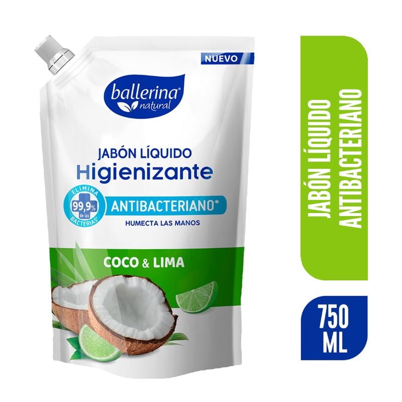 Jabón Líquido Antibacterial Coco Y Lima Doypack 750 ml Ballerina