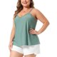 thumbnail image 4 of FAB CURVES Camiseta sin mangas de jersey con ojales y tirantes finos para mujer de talla grande, cuello en V, sin mangas, casual de verano, 4X Verde, 4 of 6