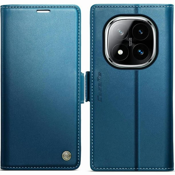 CaseMe tipo cartera Xiaomi Redmi Note 14 Pro 4G con cierre magnético, RFID, tarjetero, soporte, carga inalámbrica