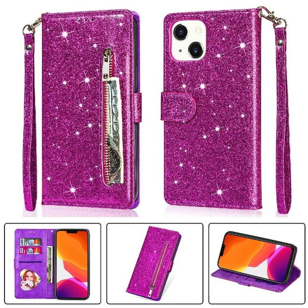 Funda Para Elegante Funda Iphone 14 Glitter Con Cremallera-ideal Para El Uso Diario