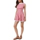 thumbnail image 4 of INSPIRE CHIC Romper sin mangas de cuadros vichy para mujeres con ribete de encaje y cintura fruncida, mono corto L Rojo, 4 of 6
