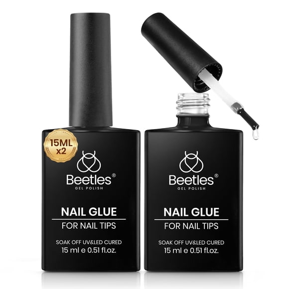 Pegamento de uñas Gel Beetles, 15 ml x 2 para puntas de uñas acrílicas