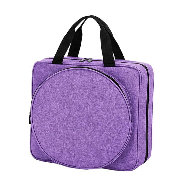 Bolsa para herramientas de tejido, bolsa para guardar hilo, estuche para proyectos de crochet, bolsa organizadora práctica de poliéster para quienes s Púrpura