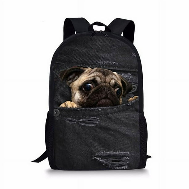 Black Denim Pocket Cat Student School Bag Kitten Printed Backpack Teenager Daily Casual Backpack Women Men Travel Rucksacks