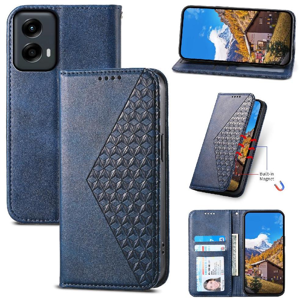 Funda Flip Foxdock Para Motorola Moto G Stylus 5G 2024 , Estilo Billetera Con Diseño Rombo, Correa De Mano Y Soporte, Uso Diario