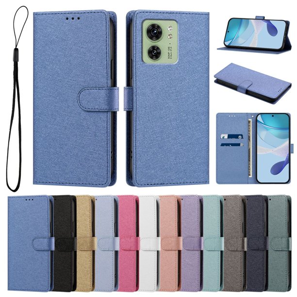 Funda Cartera de PU para Motorola Edge 40 con Tarjetas, Azul