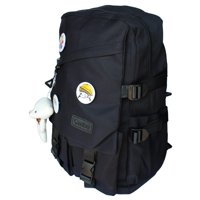 Genérico - Mochila Urbana Juvenil Con Insignias Negra