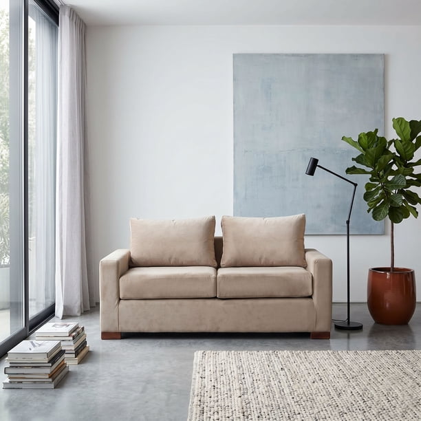 Sofá Livorno 2C Tela Velvet Beige
