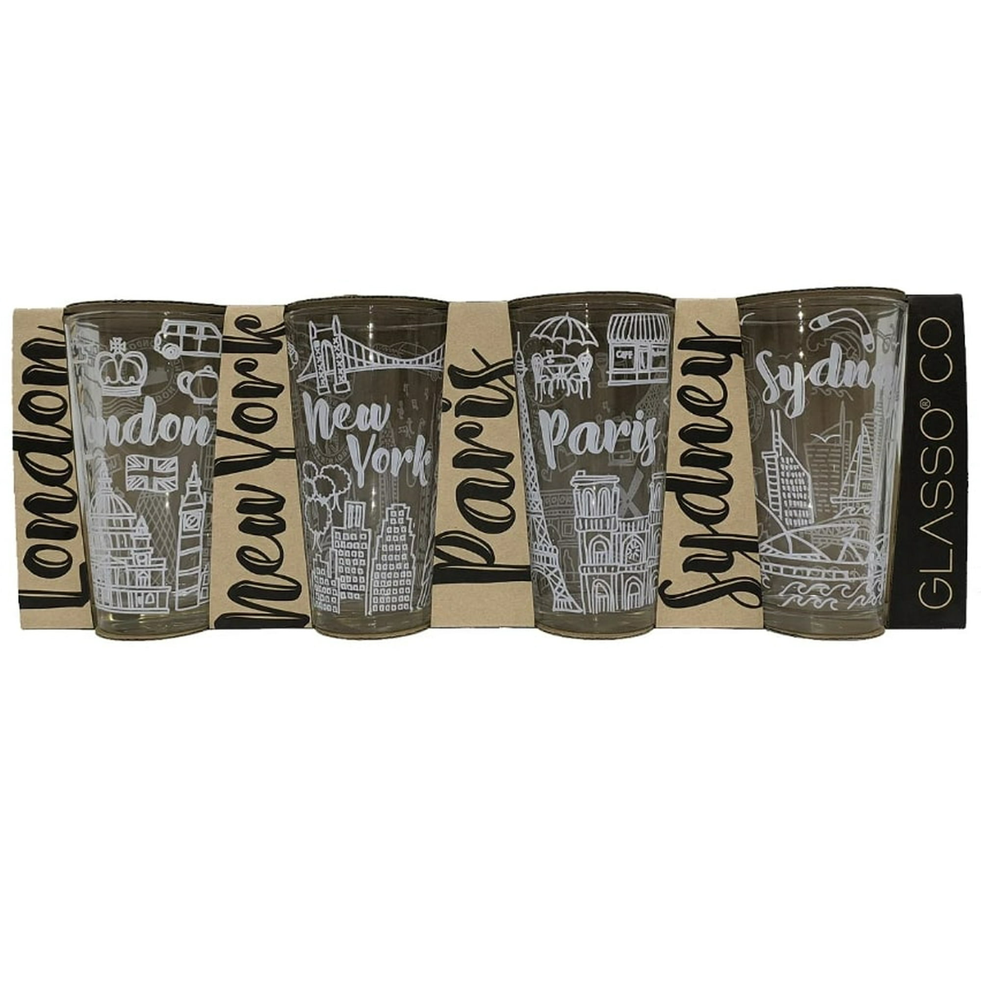 Glasso - Vaso De Vidrio Diseño Paris 4 Piezas Transparente