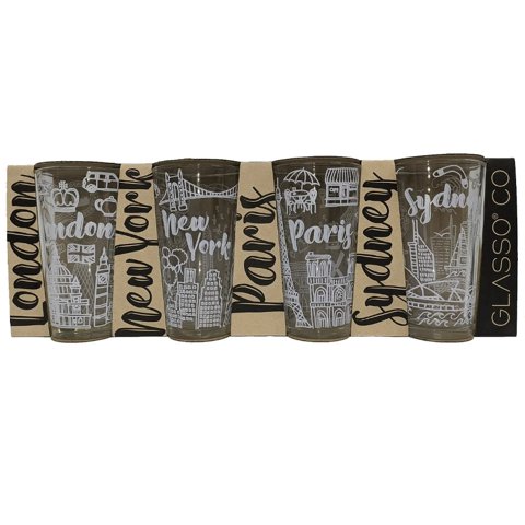 Glasso - Vaso De Vidrio Diseño Paris 4 Piezas Transparente