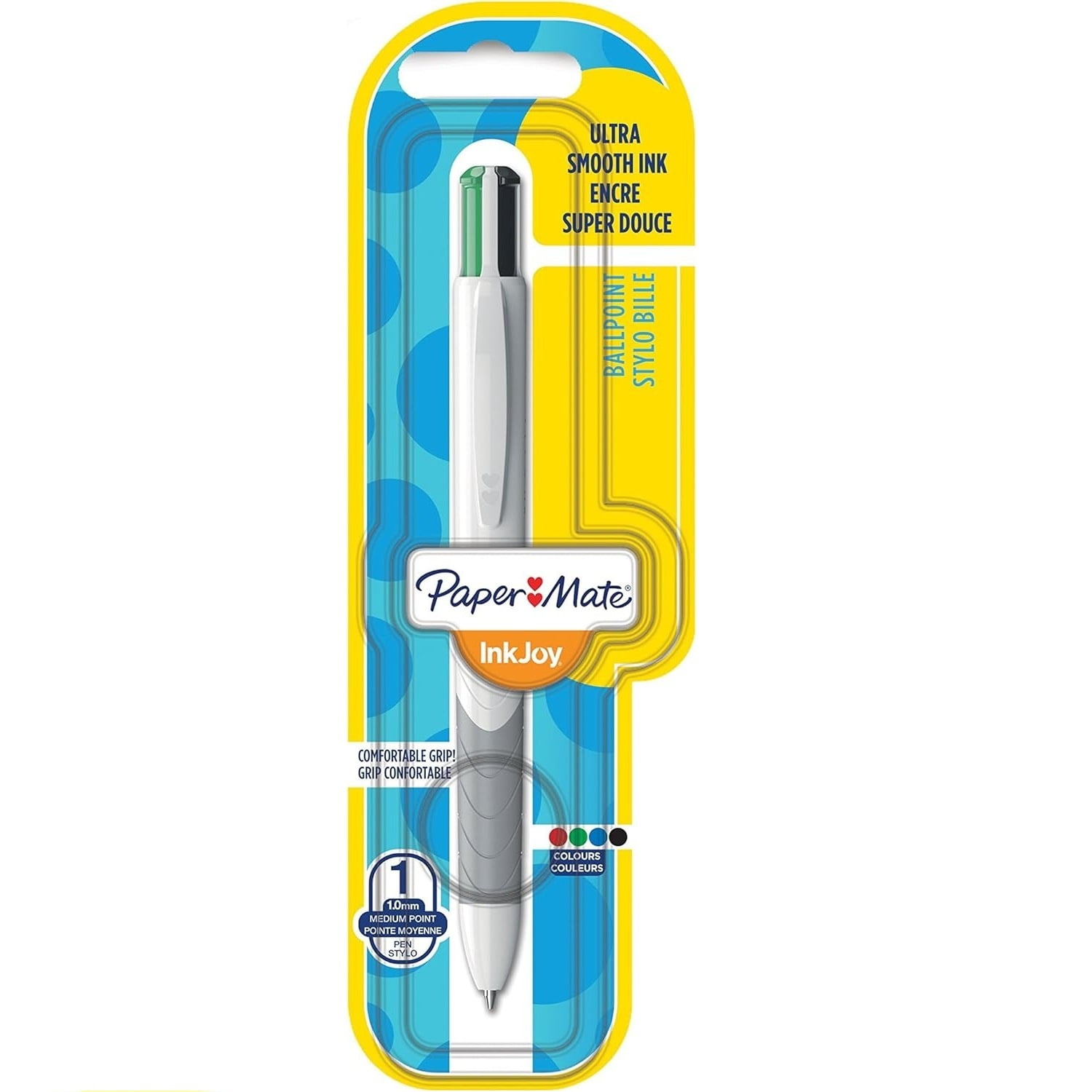 Paper Mate - Pack X 4 Bolígrafos Inkjoy Quatro 4 Colores Básicos Tjx1 Grip Gris –