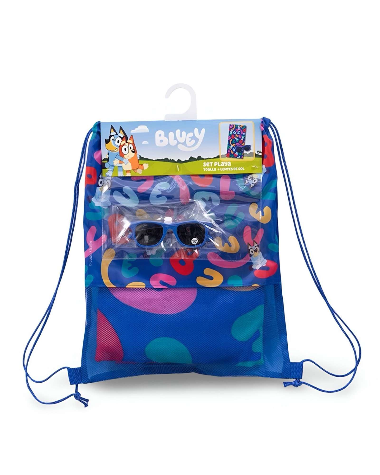 Mashini - Toalla Niño Niña Con Lentes De Sol Y Bolso Bluey