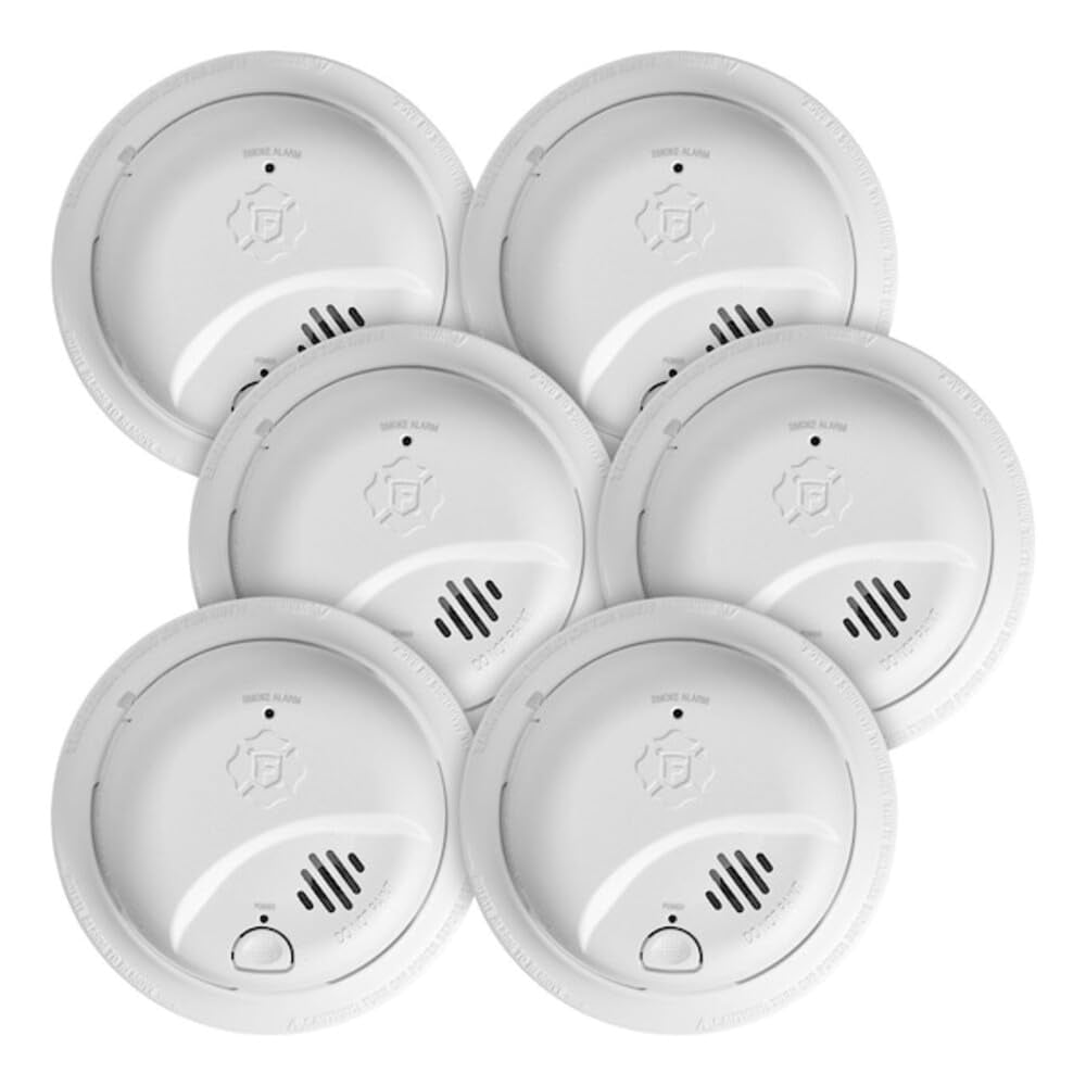 Detector De Humo First Alert Smi105-ac Con Cableado, Batería De Respaldo De 10 Años, Paquete De 6
