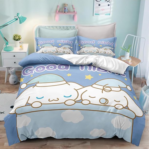 The CIN-namoroll Theme Bedding Set3 Piece 3D Cartoon Printed Breathable Durable Microfiber Comforter SetGifts for Kids Teenagers Adult