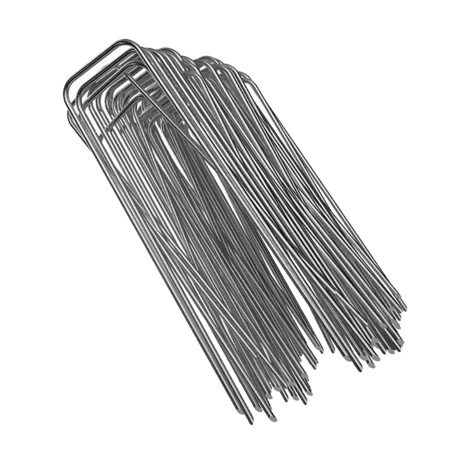 Ioensy - 50 Clavijas De Jardín En Forma De U De Acero Para Tiendas De Campaña De Anclaje De Hierba De Césped 2,5X4X200Mm