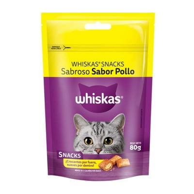 Snack Gato Adulto Pellet Sabroso Sabor Pollo Bolsa 80 G Whiskas