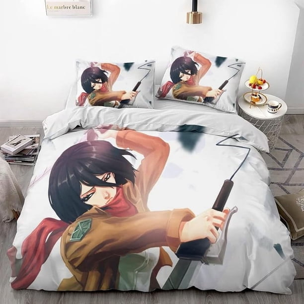 Att-ack on Gi-ant Eren L-evi Ani-me Soft 3D Pri-nted Du-vet Cover -Bedd-ing Set with Co-mforte-r Cover-