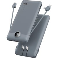 Cargador Portátil Vrurc De 10000 Mah Con Cables Integrados Y Enchufe De Pared