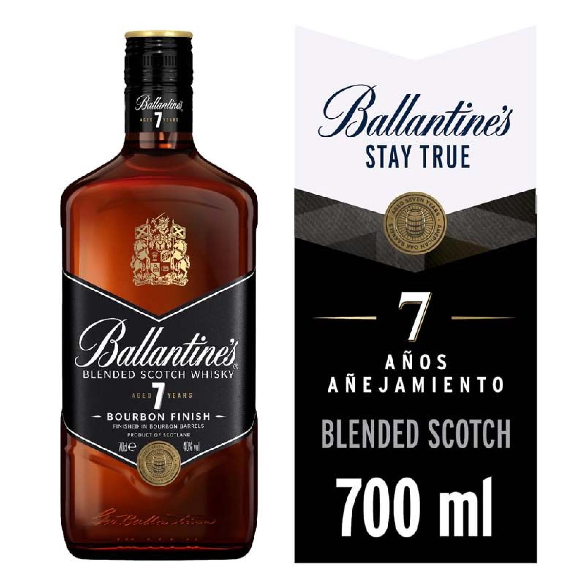 Whisky Blended Scotch Bourbon Finish 7 Años 40° Botella 700 ml Ballantine's