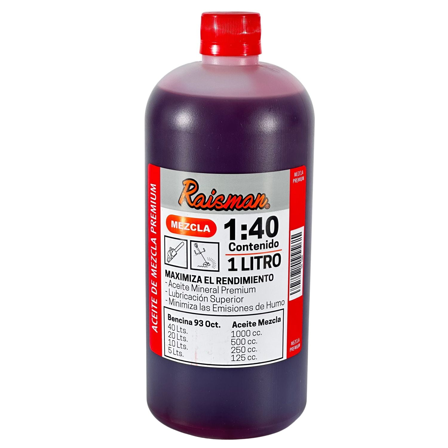 Raisman - Aceite Para Mezcla 1:40 De Motosierras Orilladoras Desbrozadoras 1 Litro