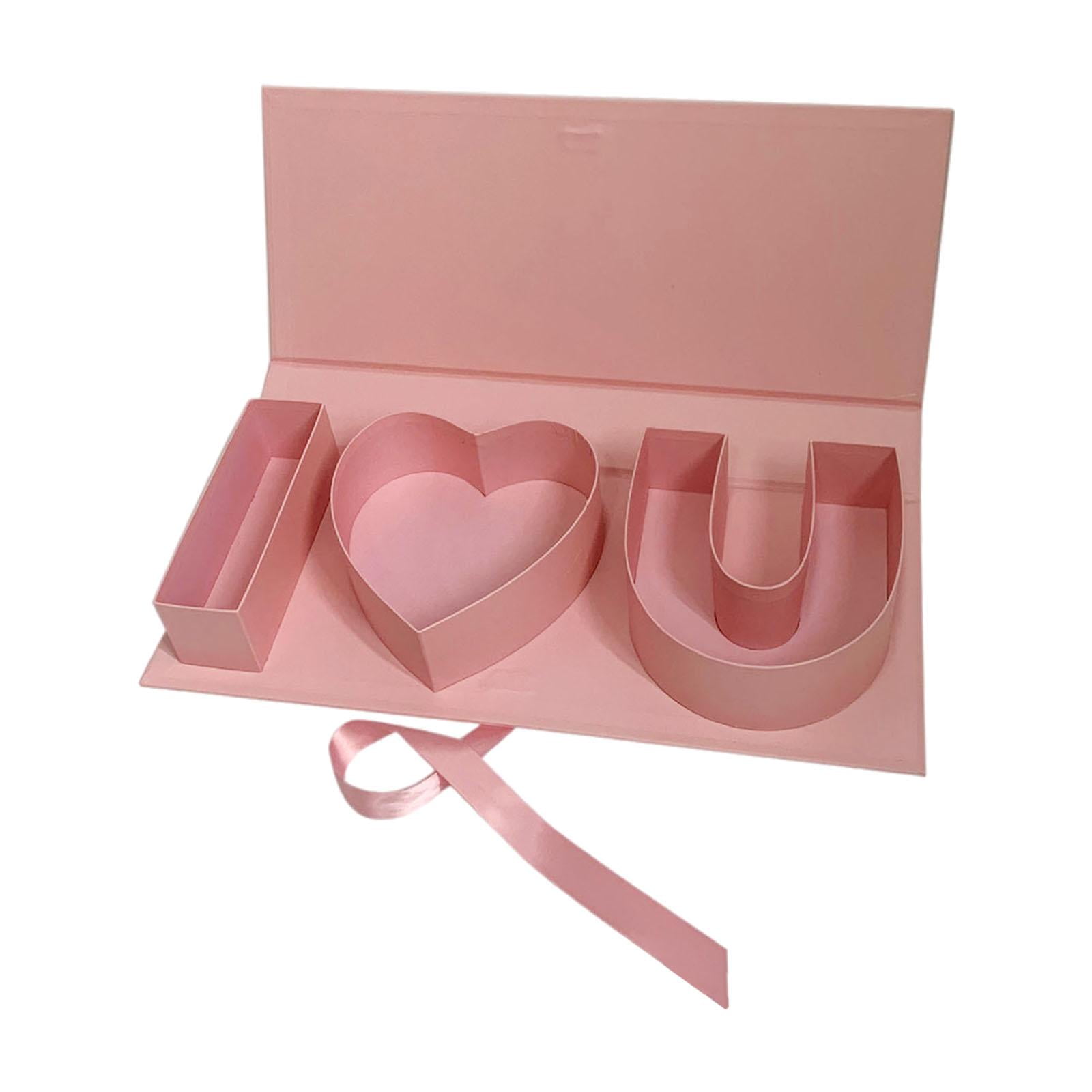 Magideal - Caja De Regalo Vacía Para Flores Contenedor Con Letras Decoración Para Mesa Diseño De Cartón Para Rellenar Con Dulces Adecuado Para Bodas Y Cumpleaños Rosa