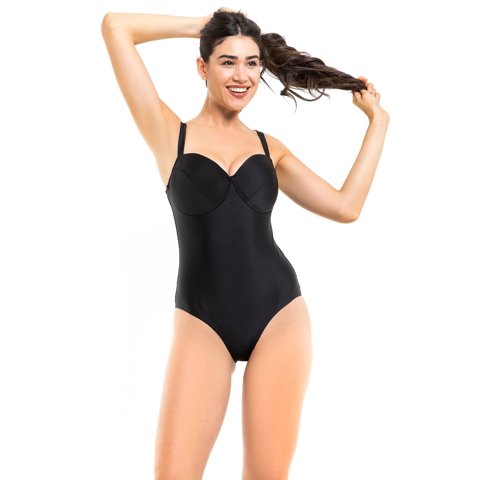 Samia - Traje De Baño Reductor Copa Doble D Negro Xl